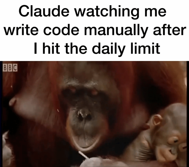 Typing out every line manually when my Codex limits run out: